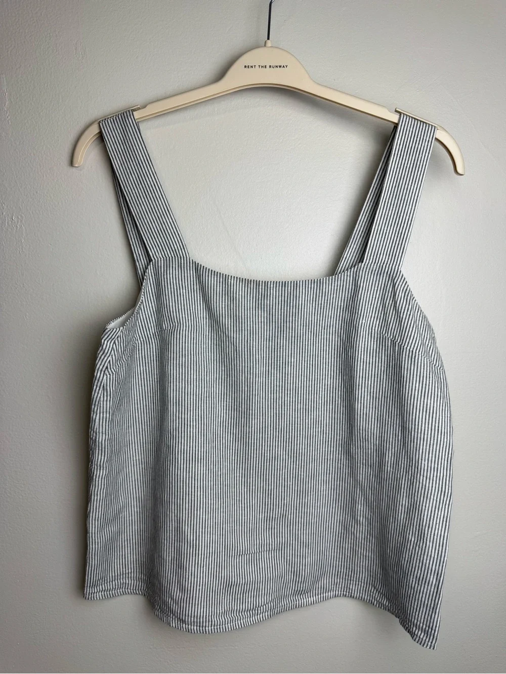 NWOT J.Crew Striped Linen Blend Square Neck Tank Top Black White